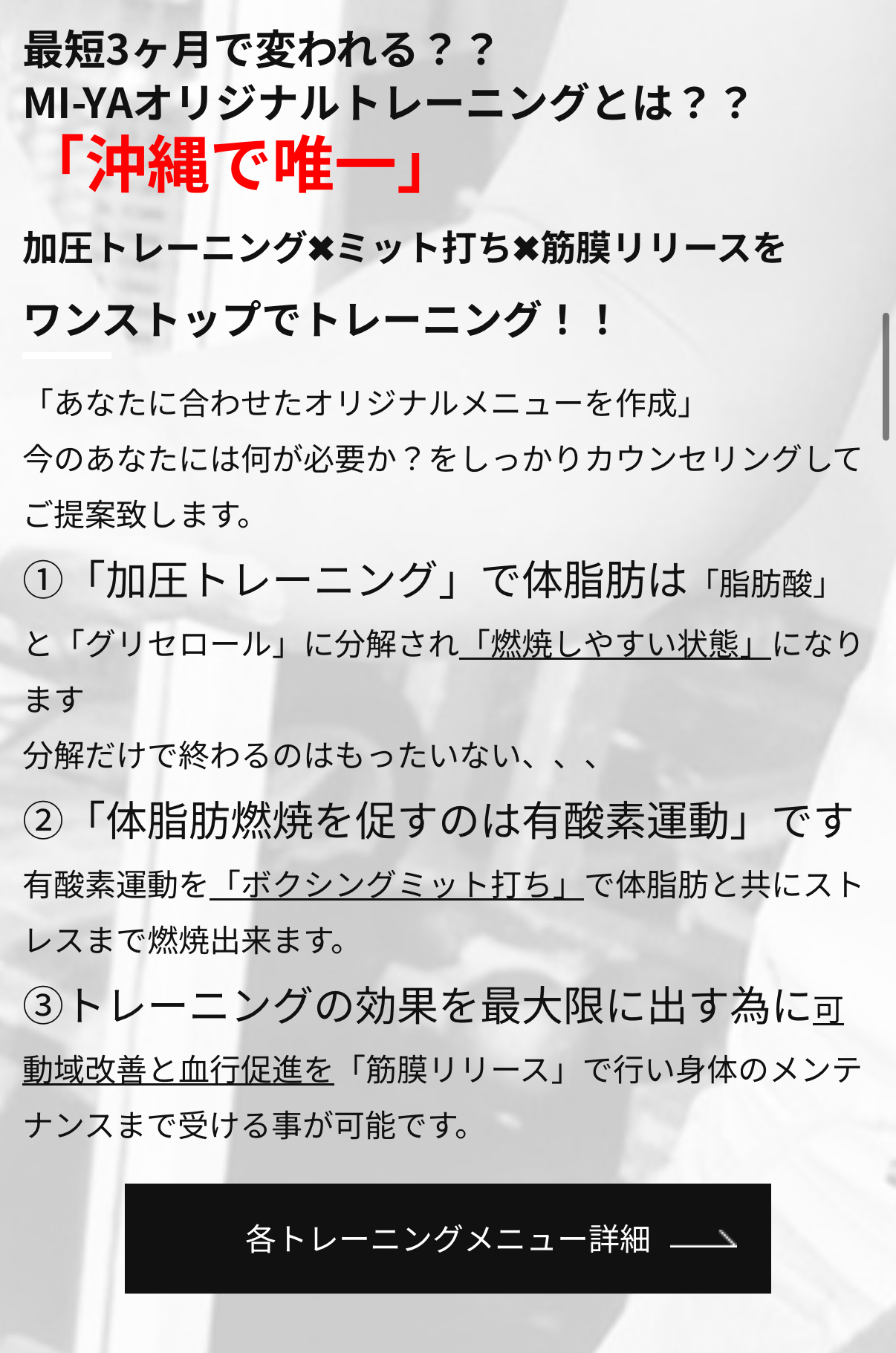 沖縄唯一のトレーニング